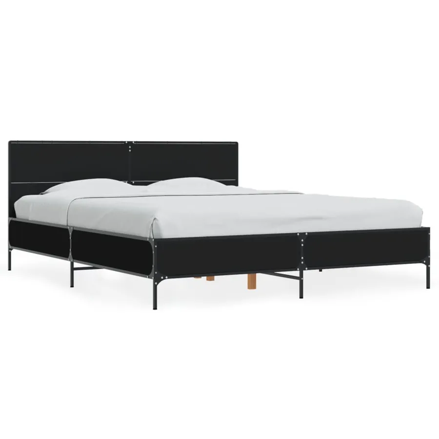 Cadre de lit sans matelas noir 150x200 cm - 2