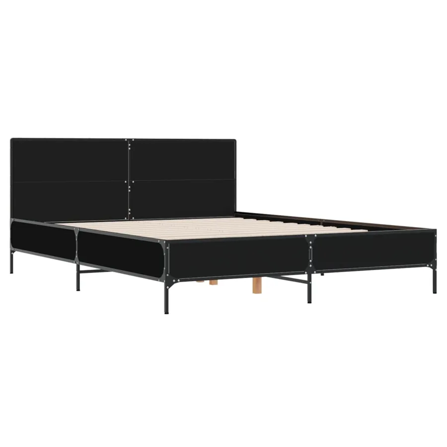 Cadre de lit sans matelas noir 150x200 cm - 3
