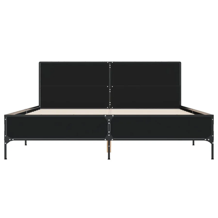 Cadre de lit sans matelas noir 150x200 cm - 4