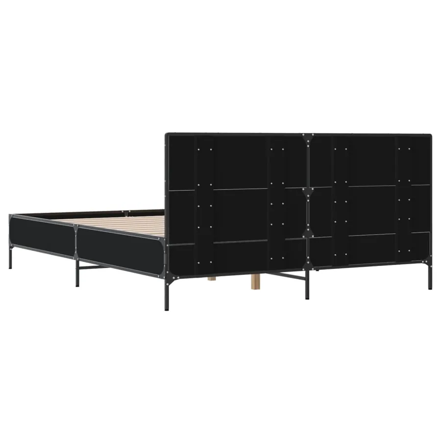 Cadre de lit sans matelas noir 150x200 cm - 6