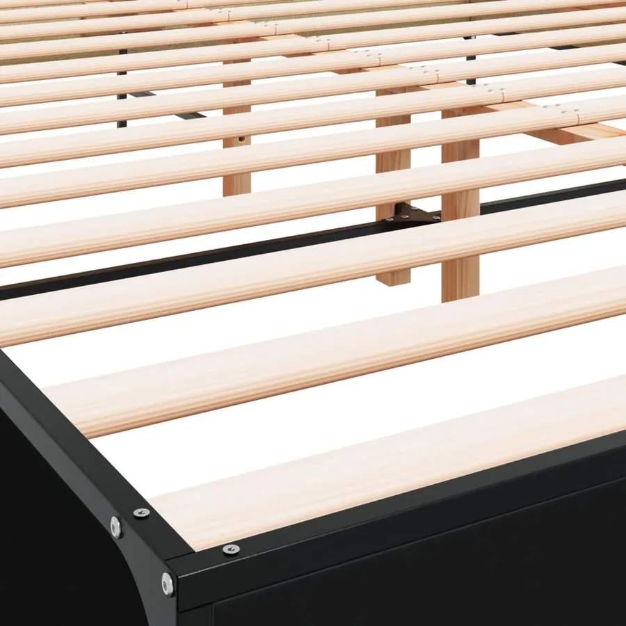 Cadre de lit sans matelas noir 150x200 cm - 7