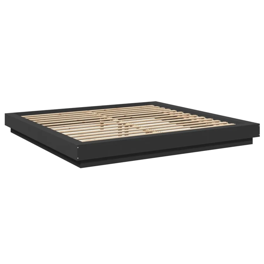 Cadre de lit avec lumières LED sans matelas noir 200x200 cm - 3