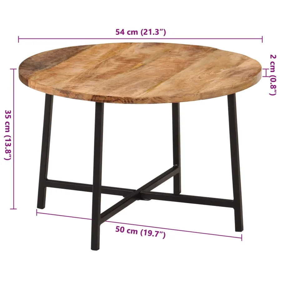 Table basse 54x54x35 cm bois de manguier solide et fer - 9