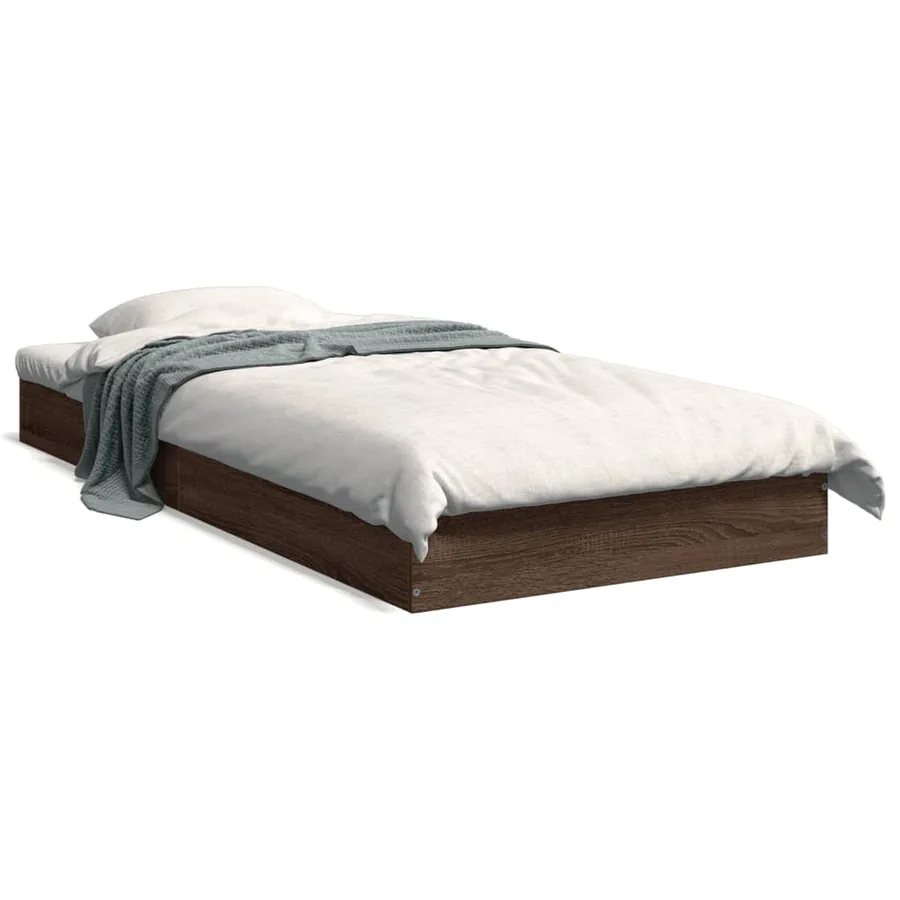 Cadre de lit sans matelas chêne marron 75x190cm bois ingénierie - 2