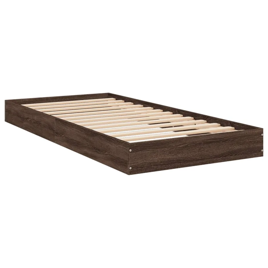 Cadre de lit sans matelas chêne marron 75x190cm bois ingénierie - 3