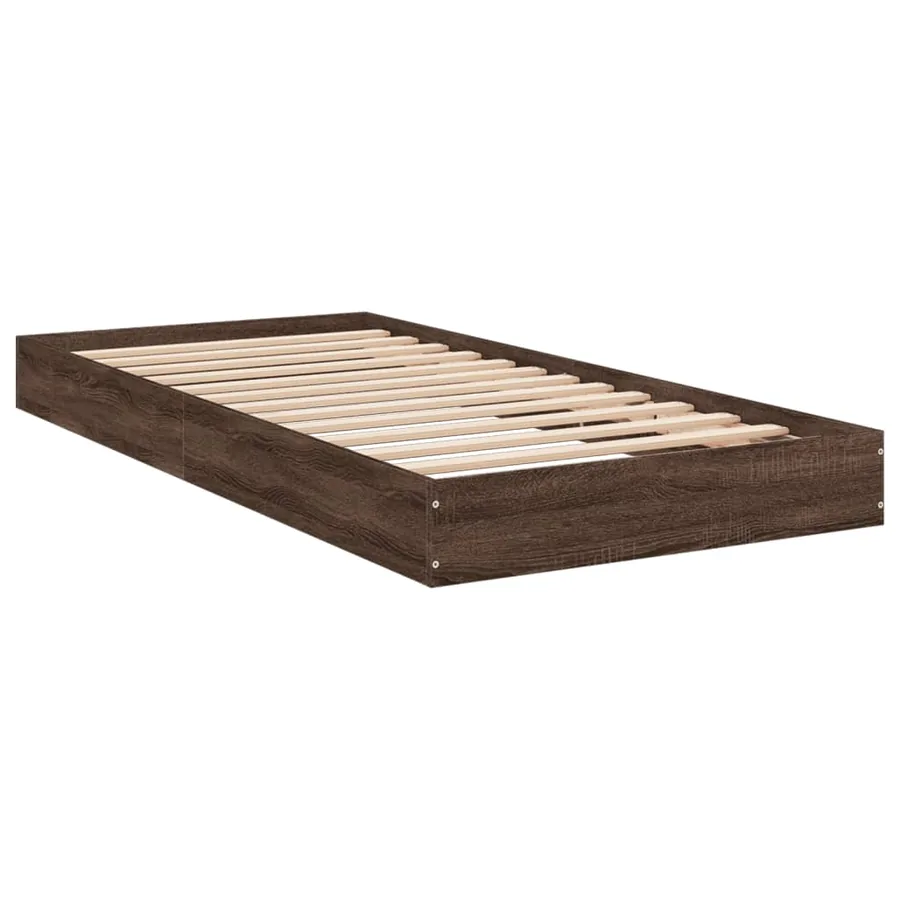Cadre de lit sans matelas chêne marron 75x190cm bois ingénierie - 6