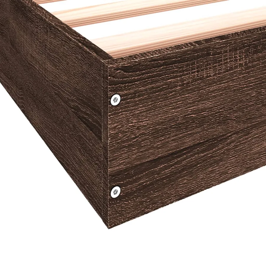 Cadre de lit sans matelas chêne marron 75x190cm bois ingénierie - 8