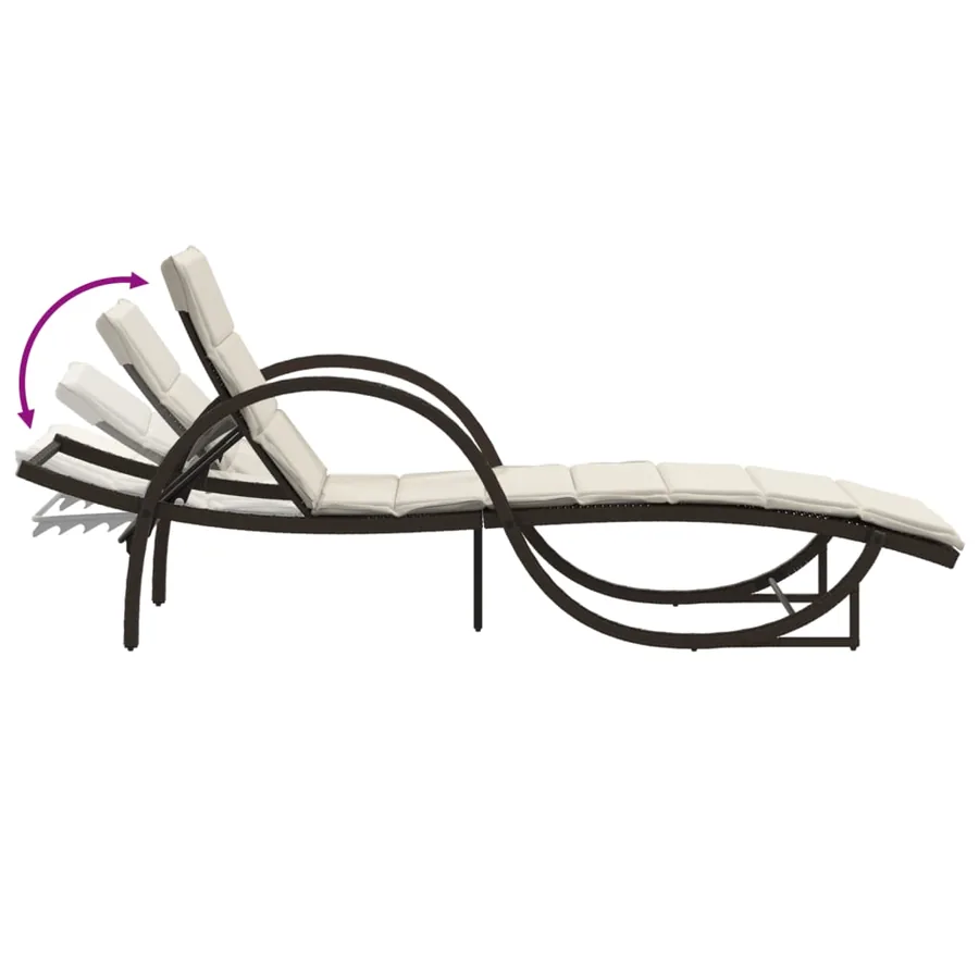 Chaises longues lot de 2 avec table marron résine tressée - 10