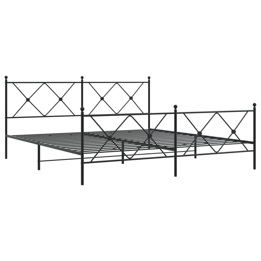 Cadre de lit métal sans matelas avec pied de lit noir 183x213cm - 3