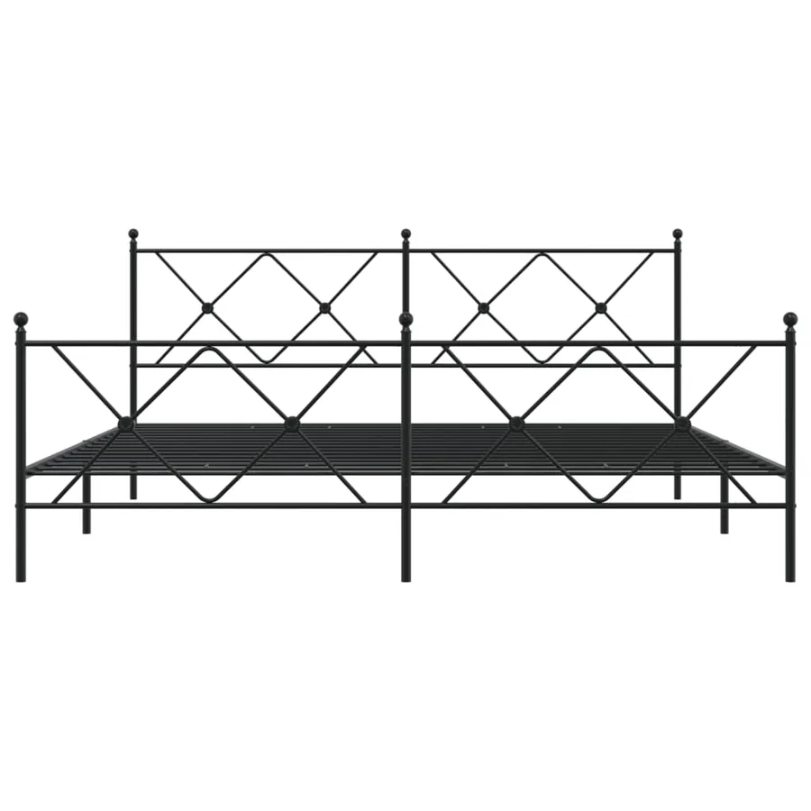 Cadre de lit métal sans matelas avec pied de lit noir 183x213cm - 4