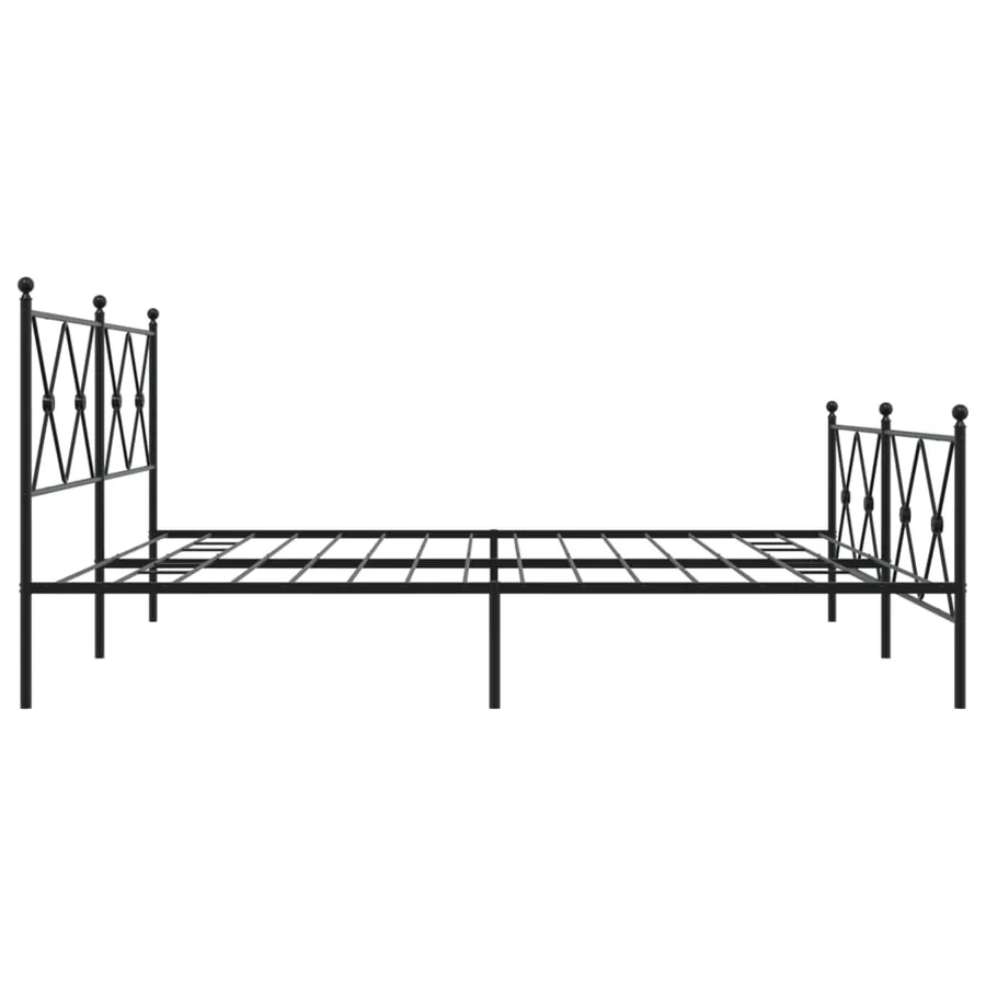 Cadre de lit métal sans matelas avec pied de lit noir 183x213cm - 5