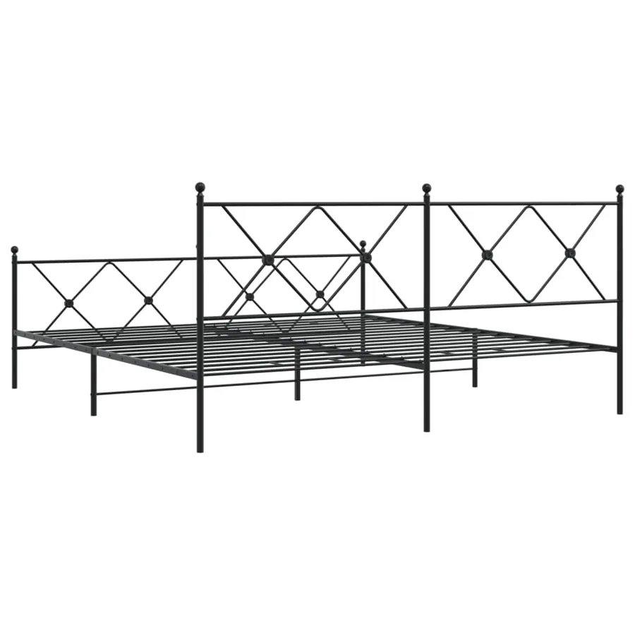 Cadre de lit métal sans matelas avec pied de lit noir 183x213cm - 6