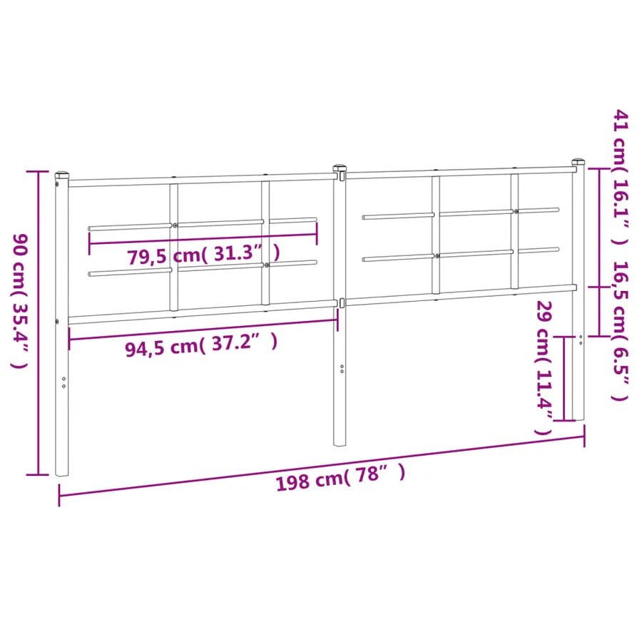 Tête de lit de remplacement métal noir 193 cm - 6