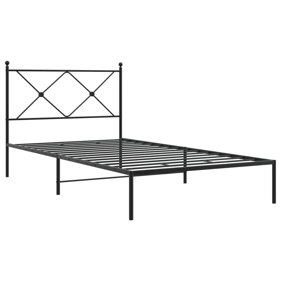 Cadre de lit métal sans matelas avec tête de lit noir 100x200cm - 3
