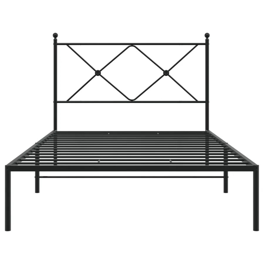Cadre de lit métal sans matelas avec tête de lit noir 100x200cm - 4