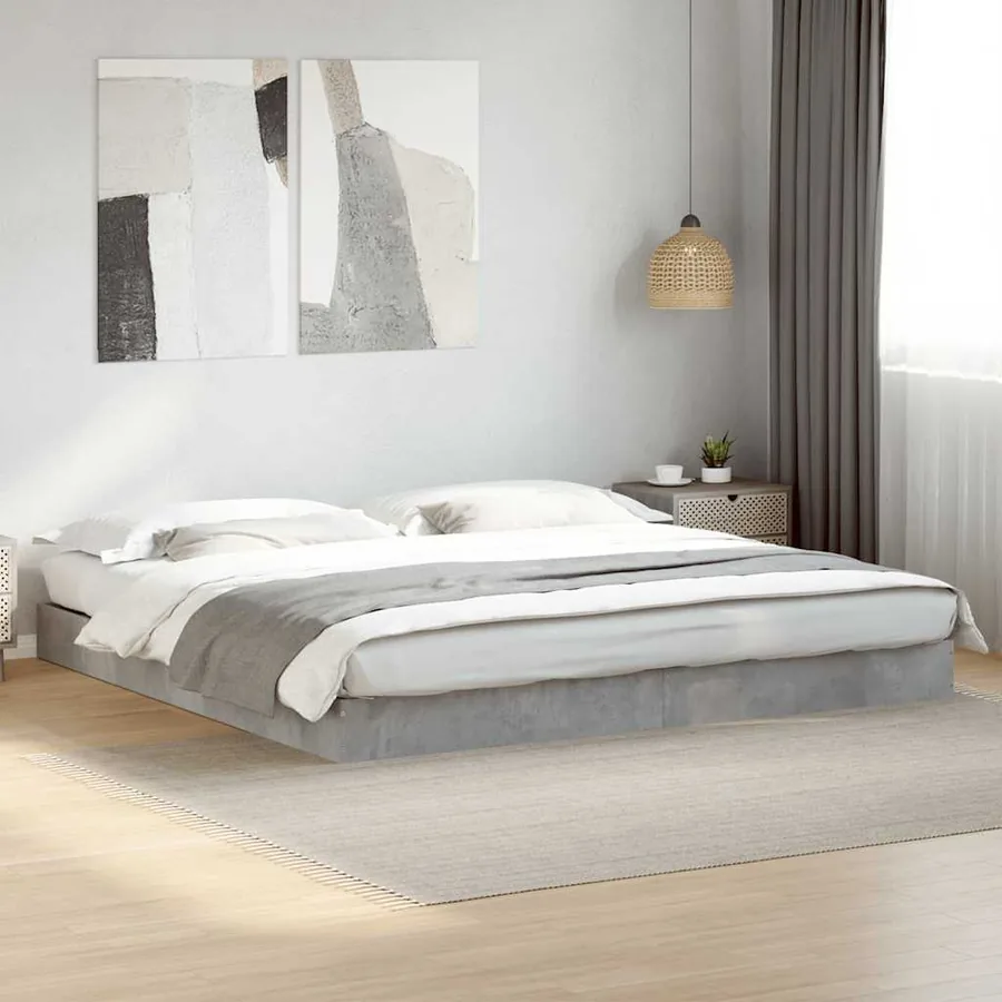 Cadre de lit sans matelas gris béton 180x200 cm
