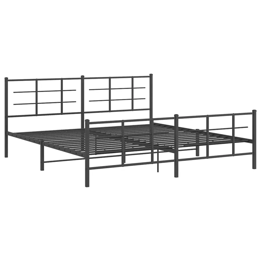 Cadre de lit métal sans matelas avec pied de lit noir 193x203cm - 3