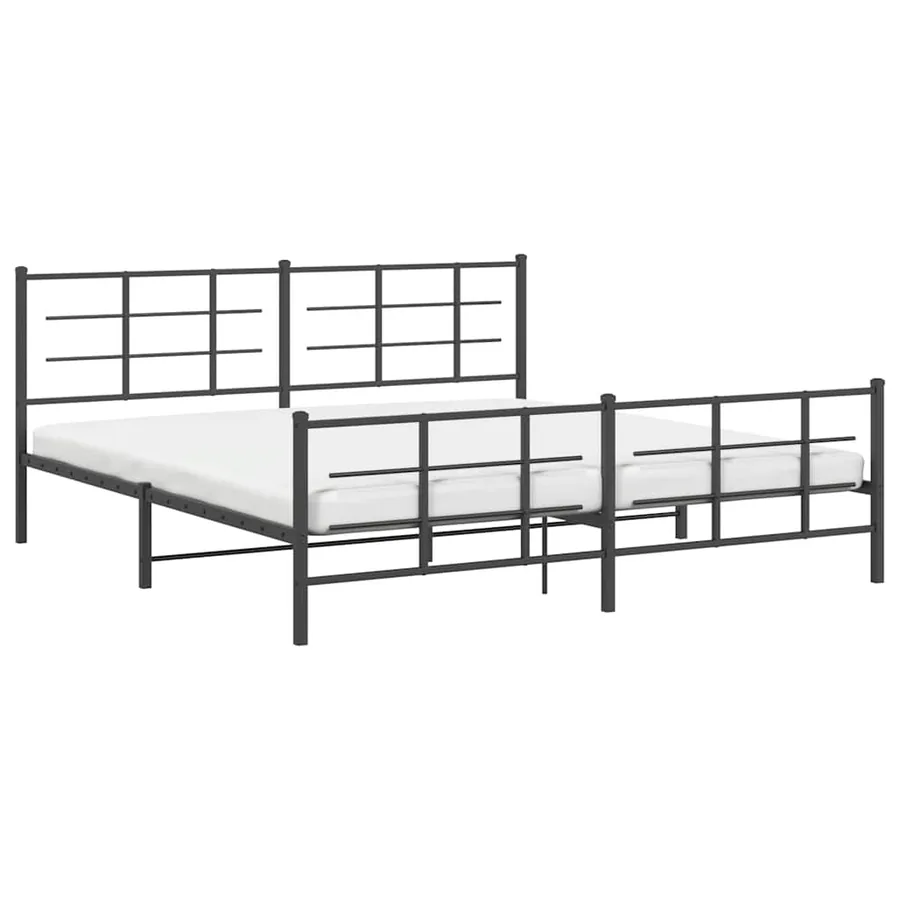 Cadre de lit métal sans matelas avec pied de lit noir 193x203cm - 4