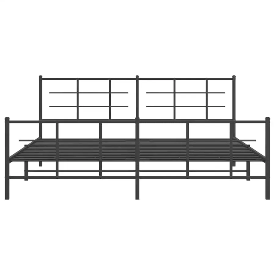 Cadre de lit métal sans matelas avec pied de lit noir 193x203cm - 5