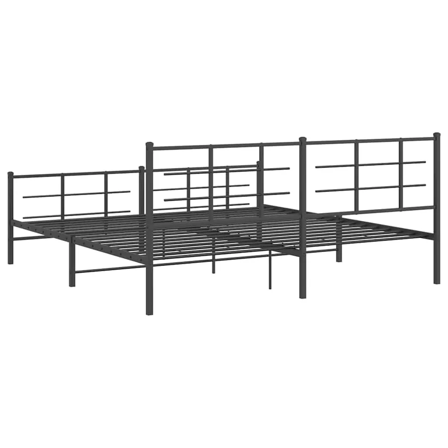 Cadre de lit métal sans matelas avec pied de lit noir 193x203cm - 7