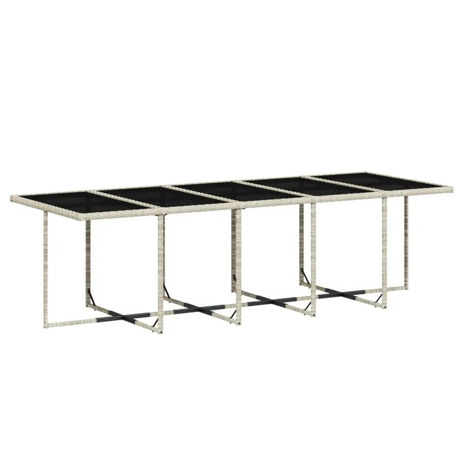Ensemble à manger de jardin 11pcs avec coussins gris poly rotin - 4