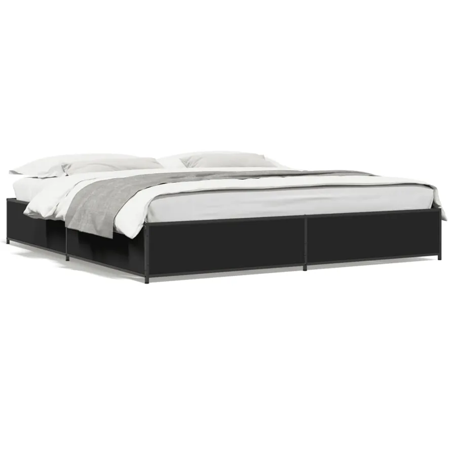 Cadre de lit sans matelas noir 160x200 cm - 2