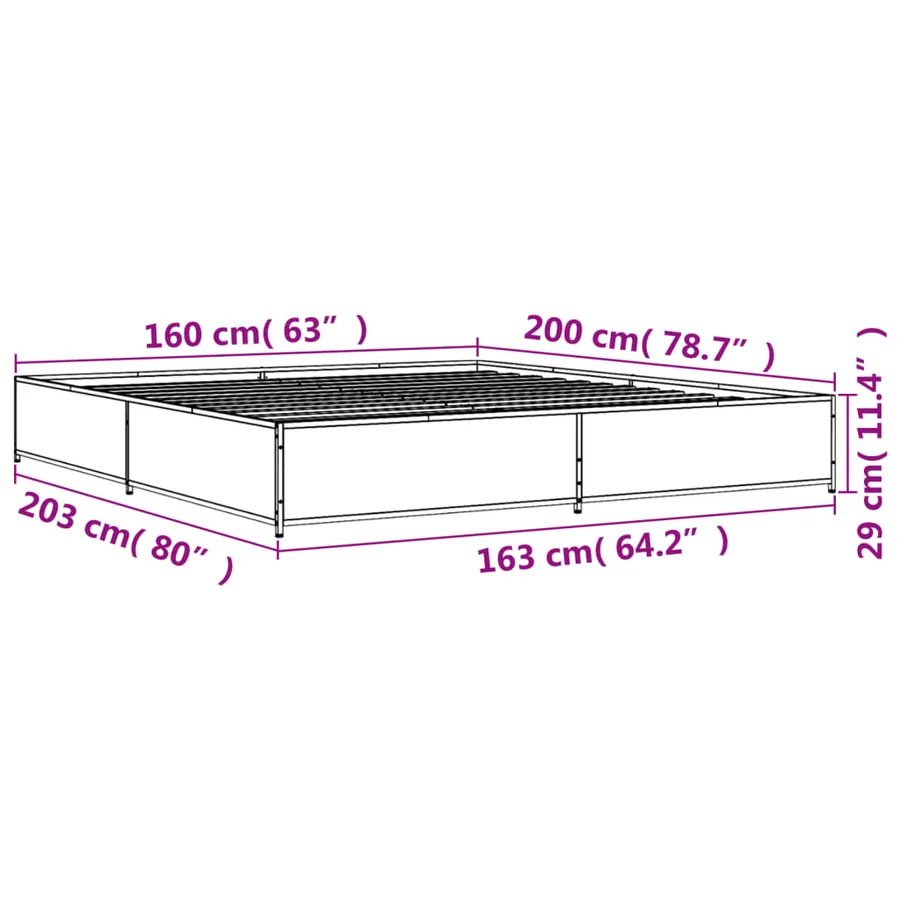 Cadre de lit sans matelas noir 160x200 cm - 9