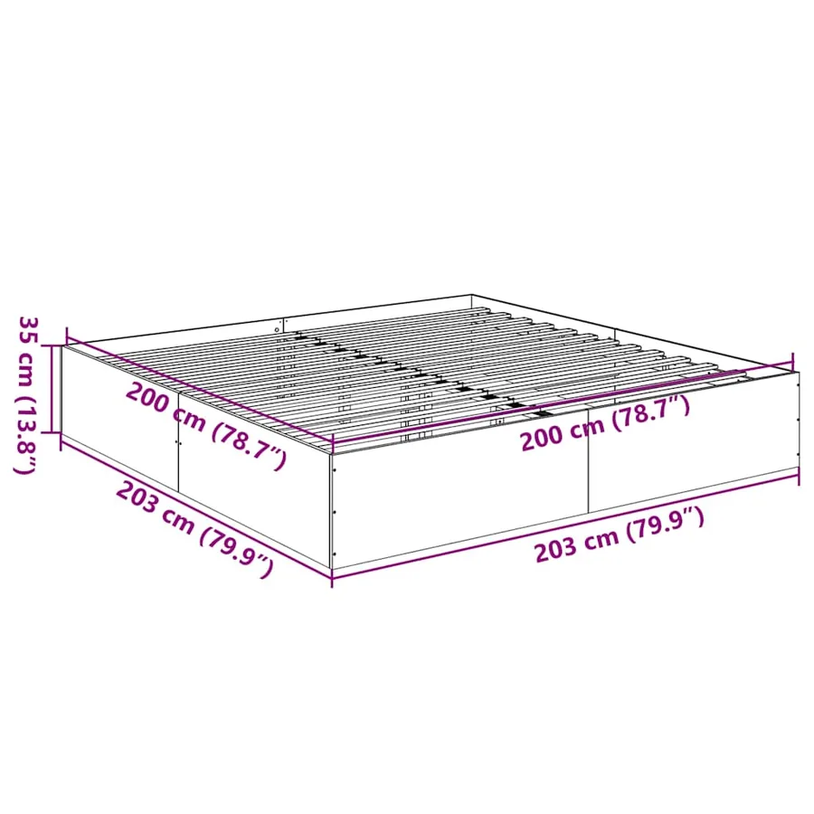 Cadre de lit sans matelas sonoma gris 200x200 cm - 10