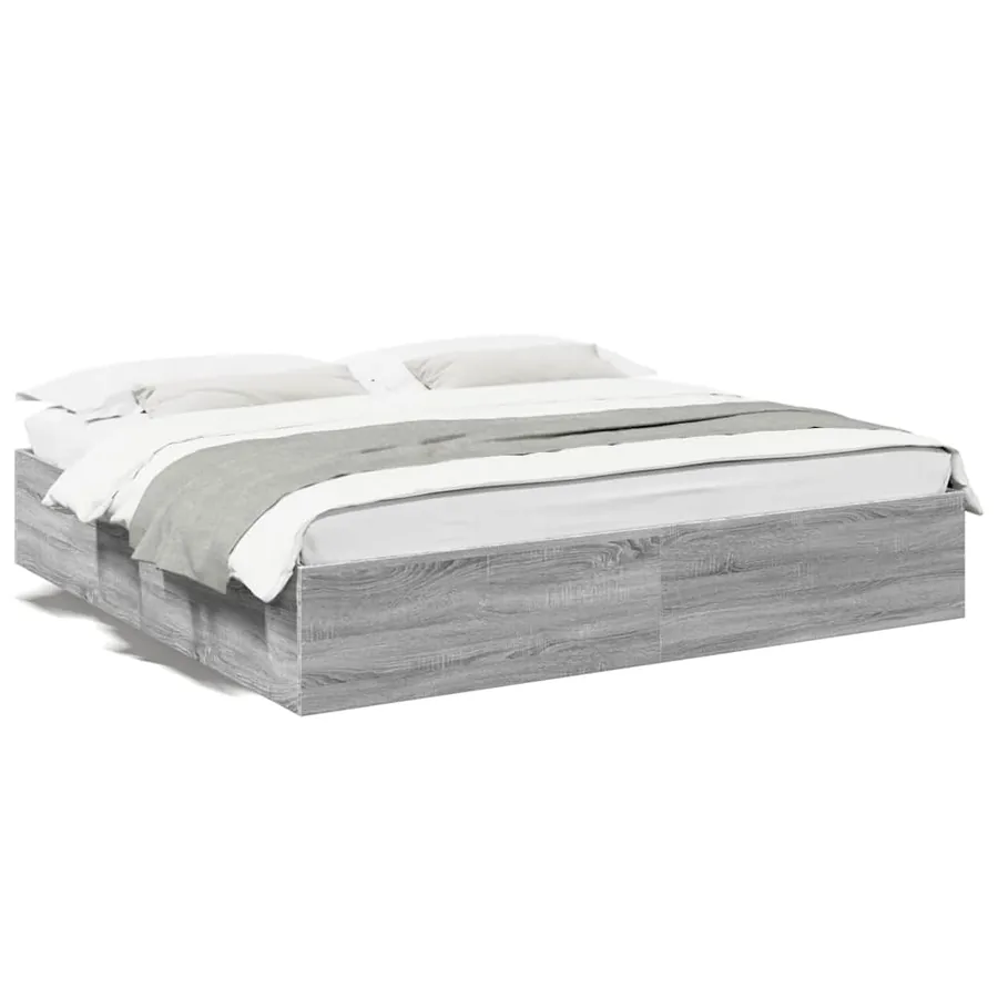 Cadre de lit sans matelas sonoma gris 200x200 cm - 2