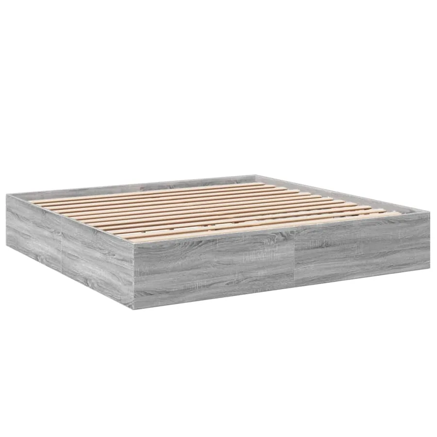 Cadre de lit sans matelas sonoma gris 200x200 cm - 6