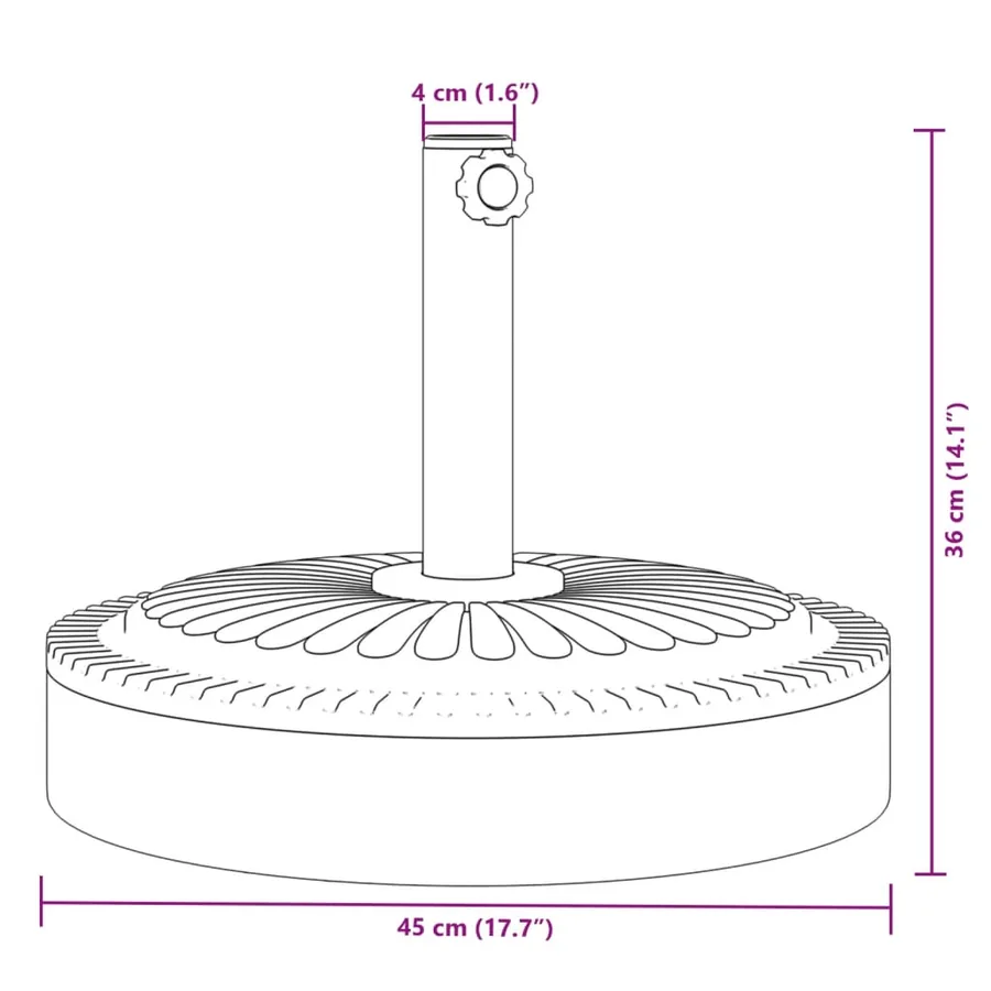 Base de parasol pour mâts Ø38 / 48 mm 25 kg rond - 8
