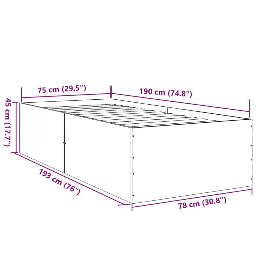 Cadre de lit sans matelas blanc 75x190 cm - 10