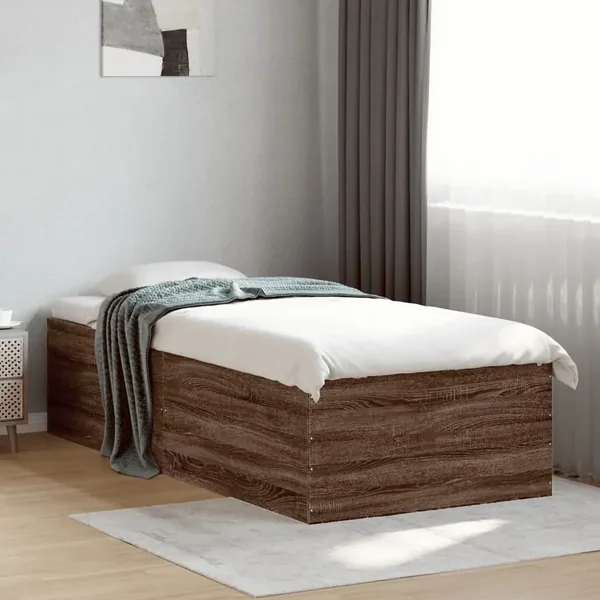 Cadre de lit sans matelas chêne marron 75x190 cm