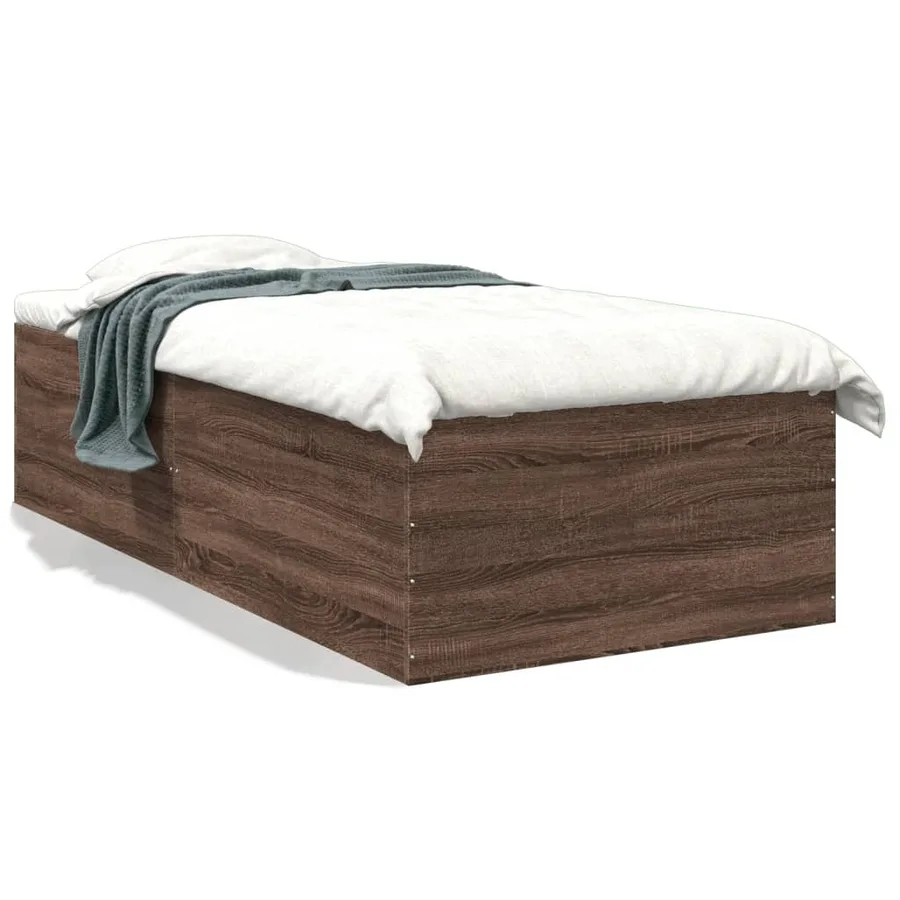 Cadre de lit sans matelas chêne marron 75x190 cm - 2
