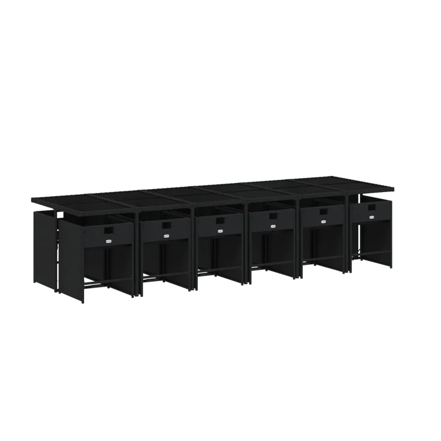 Ensemble à manger de jardin 13 pcs coussins noir résine tressée - 3