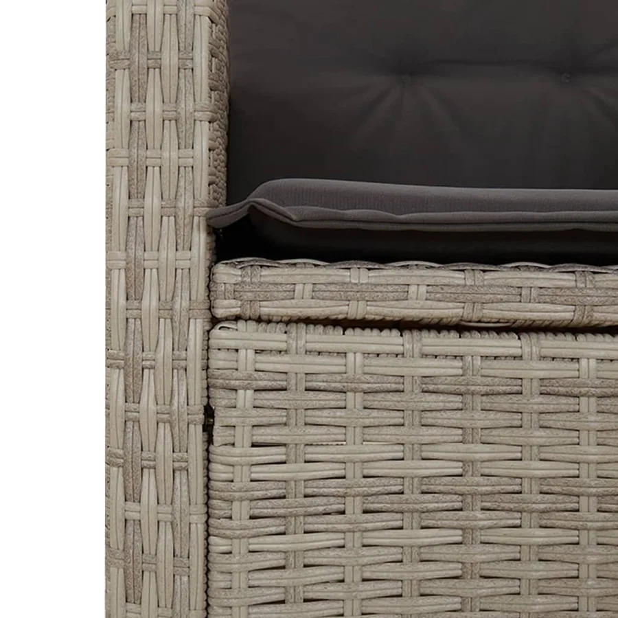 Ensemble à manger de jardin 3pcs coussins gris clair poly rotin - 6