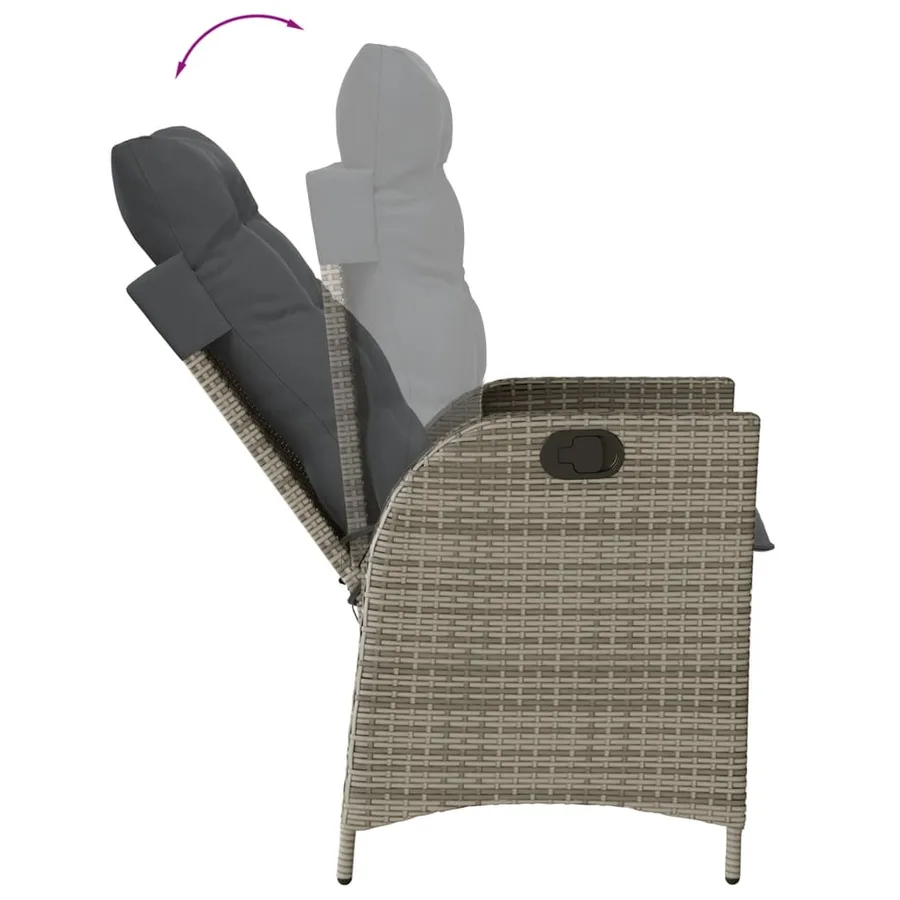 Ensemble à manger de jardin et coussins 7 pcs gris rotin - 4
