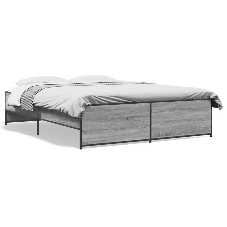 Cadre de lit sans matelas sonoma gris 150x200 cm - 2