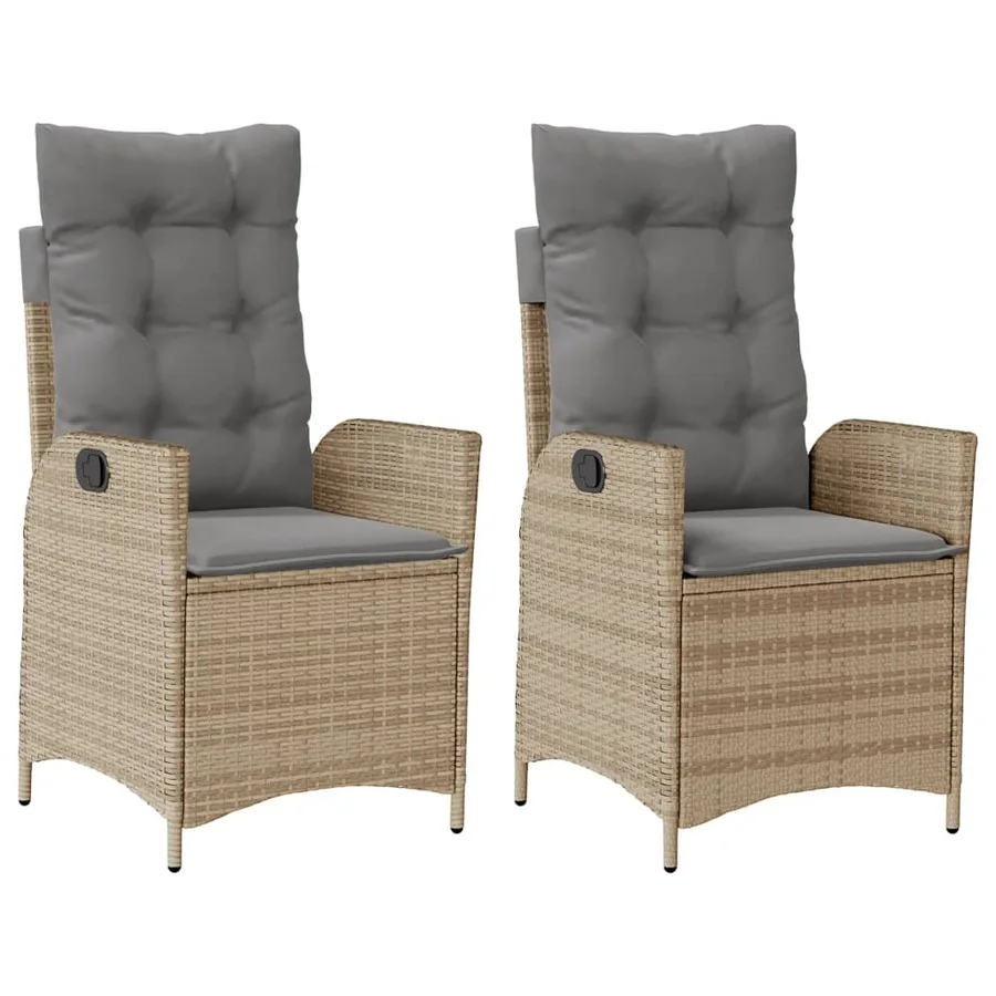 Chaises inclinables jardin lot de 2 et coussins résine tressée - 2