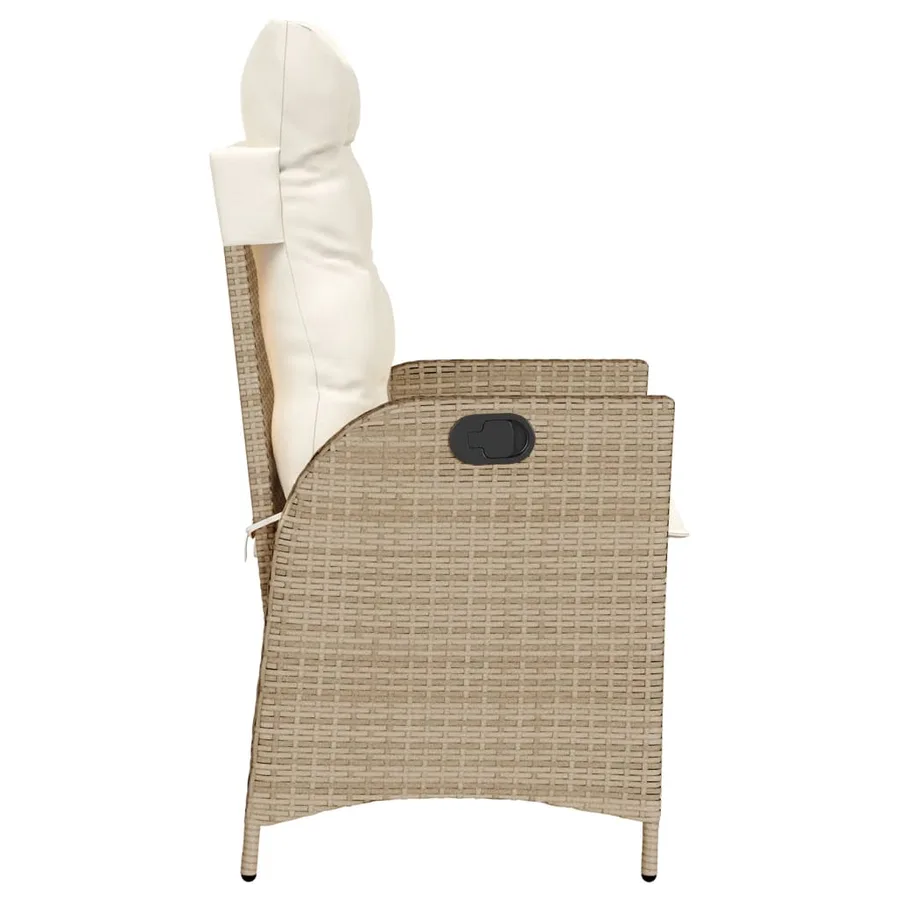Ensemble de bistro 3 pcs avec coussins beige résine tressée - 6