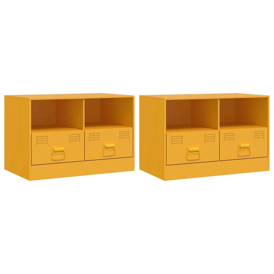 Meubles TV 2 pcs jaune moutarde 67x39x44 cm acier - 2
