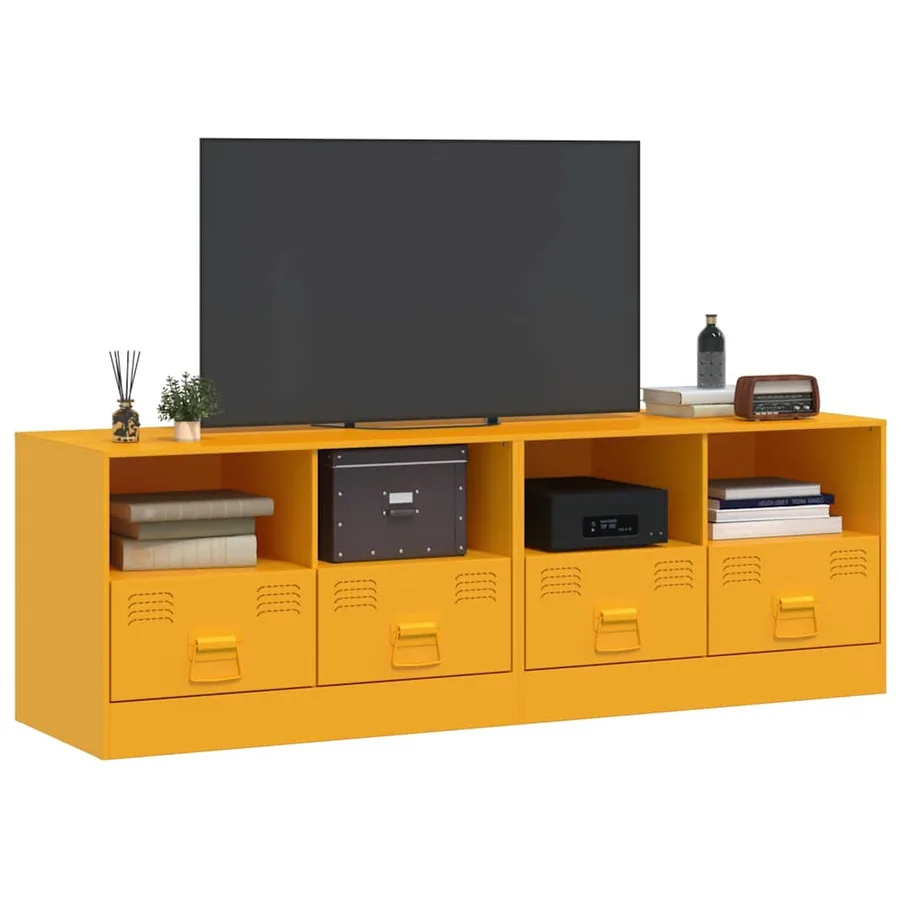 Meubles TV 2 pcs jaune moutarde 67x39x44 cm acier - 3