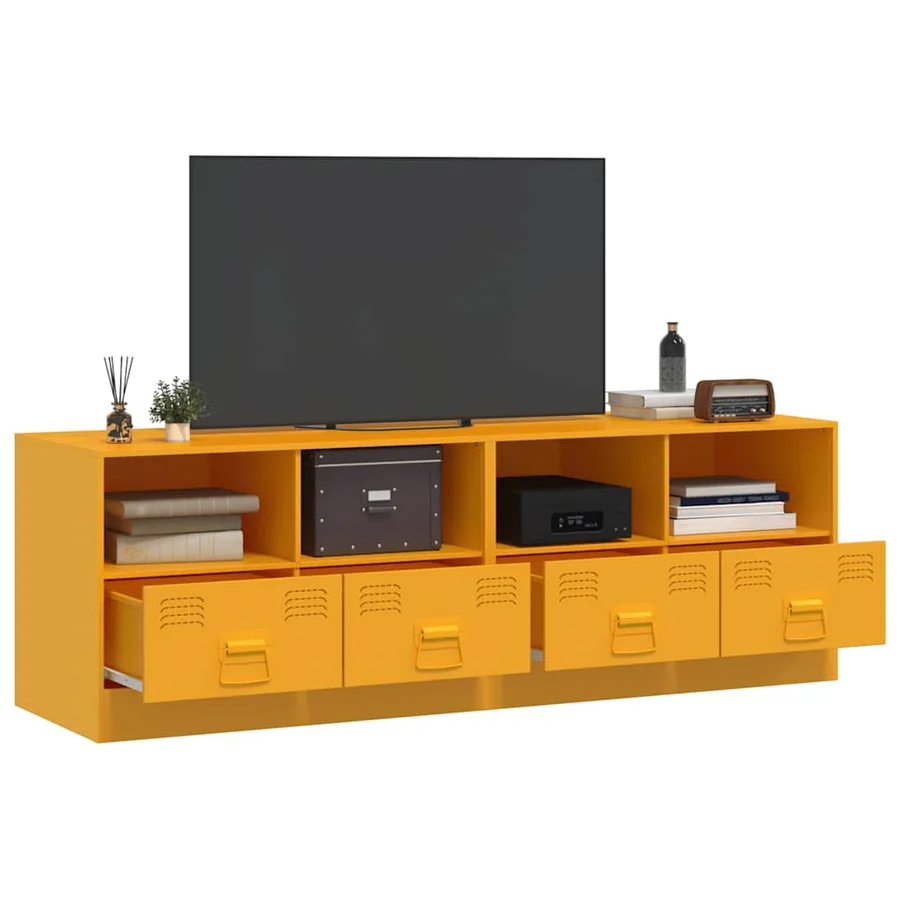 Meubles TV 2 pcs jaune moutarde 67x39x44 cm acier - 4