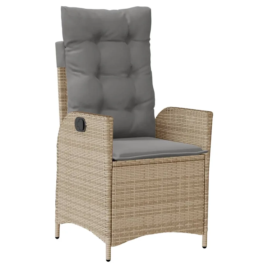 Ensemble à manger de jardin avec coussins 5pcs Beige poly rotin - 4