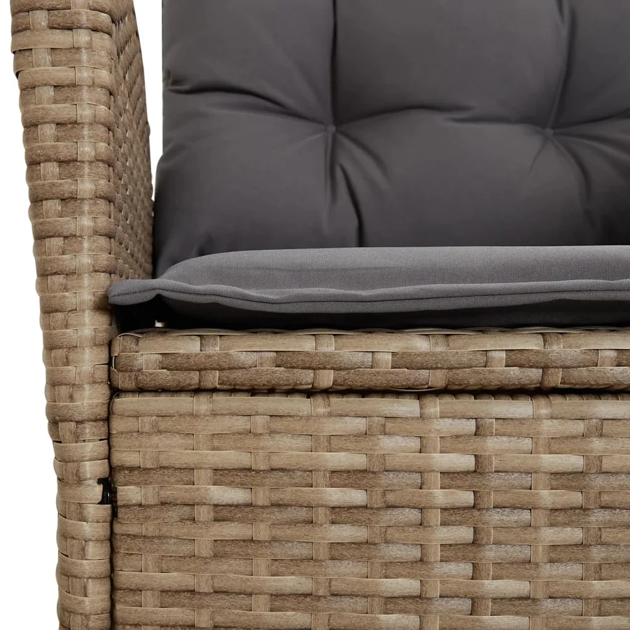 Ensemble à manger de jardin avec coussins 5pcs Beige poly rotin - 7
