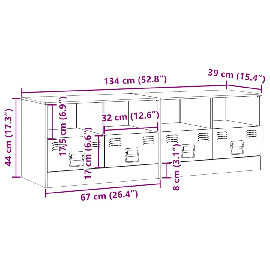 Meubles TV 2 pcs anthracite 67x39x44 cm acier - 12