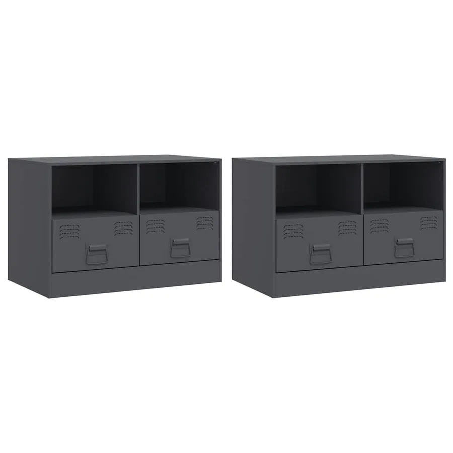 Meubles TV 2 pcs anthracite 67x39x44 cm acier - 2