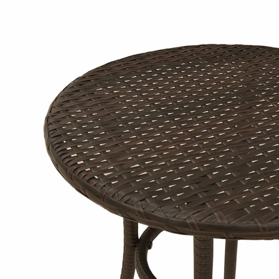 Ensemble de bistro 3 pcs avec coussins marron résine tressée - 14