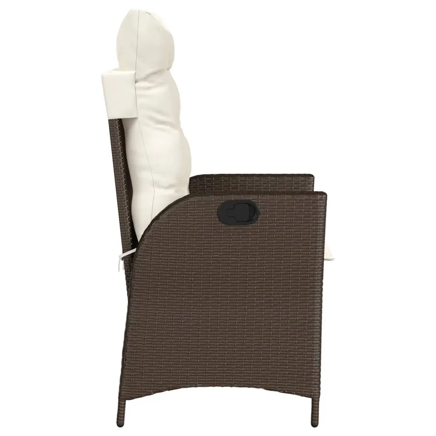 Ensemble de bistro 3 pcs avec coussins marron résine tressée - 6