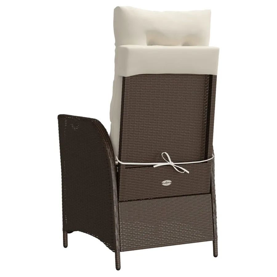 Ensemble de bistro 3 pcs avec coussins marron résine tressée - 7